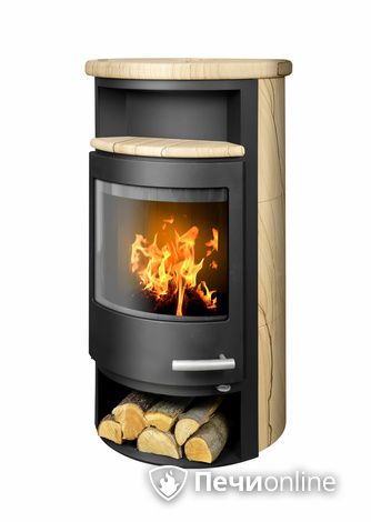 Печь-камин ABX Apollo, бразильский песчаник с верхней плитой, черная сталь в Архангельске